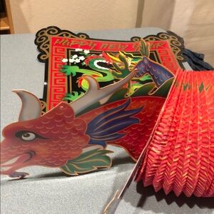 Lunar New Year Dragon Decor lot of 3